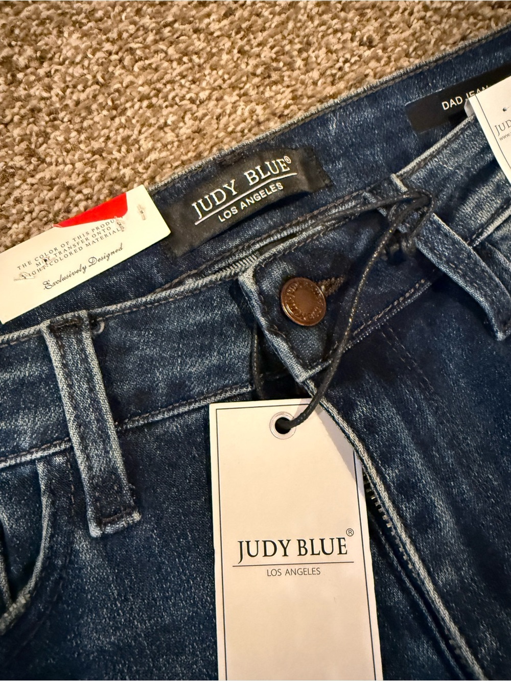 Judy Blue Medium Blue Distressed Straight Leg Jeans - Picture 3 of 6